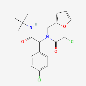 molecular formula C19H22Cl2N2O3 B1226662 N-tert-butyl-2-[(2-chloro-1-oxoethyl)-(2-furanylmethyl)amino]-2-(4-chlorophenyl)acetamide 