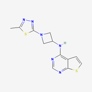 molecular formula C12H12N6S2 B12266621 1-(5-methyl-1,3,4-thiadiazol-2-yl)-N-{thieno[2,3-d]pyrimidin-4-yl}azetidin-3-amine 