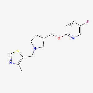 molecular formula C15H18FN3OS B12266625 5-Fluoro-2-({1-[(4-methyl-1,3-thiazol-5-yl)methyl]pyrrolidin-3-yl}methoxy)pyridine 