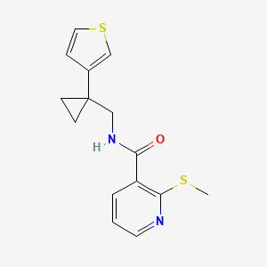 molecular formula C15H16N2OS2 B12266645 2-(methylsulfanyl)-N-{[1-(thiophen-3-yl)cyclopropyl]methyl}pyridine-3-carboxamide 