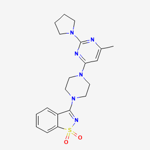 molecular formula C20H24N6O2S B12266659 3-{4-[6-Methyl-2-(pyrrolidin-1-yl)pyrimidin-4-yl]piperazin-1-yl}-1lambda6,2-benzothiazole-1,1-dione 