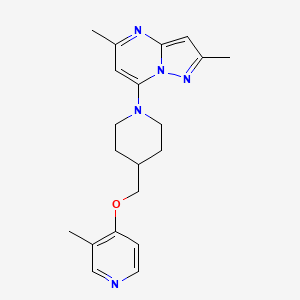 molecular formula C20H25N5O B12266699 4-[(1-{2,5-Dimethylpyrazolo[1,5-a]pyrimidin-7-yl}piperidin-4-yl)methoxy]-3-methylpyridine 