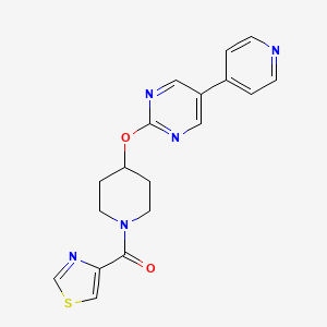 molecular formula C18H17N5O2S B12266736 5-(Pyridin-4-yl)-2-{[1-(1,3-thiazole-4-carbonyl)piperidin-4-yl]oxy}pyrimidine 