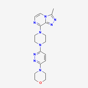 molecular formula C18H23N9O B12266741 4-[6-(4-{3-Methyl-[1,2,4]triazolo[4,3-a]pyrazin-8-yl}piperazin-1-yl)pyridazin-3-yl]morpholine 