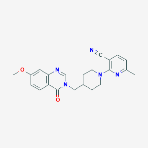 2-{4-[(7-Methoxy-4-oxo-3,4-dihydroquinazolin-3-yl)methyl]piperidin-1-yl}-6-methylpyridine-3-carbonitrile