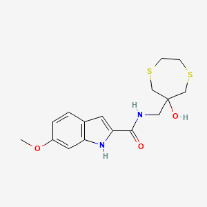 molecular formula C16H20N2O3S2 B12266787 N-[(6-hydroxy-1,4-dithiepan-6-yl)methyl]-6-methoxy-1H-indole-2-carboxamide 