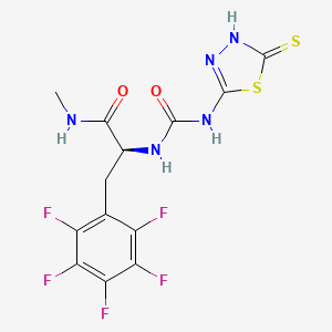 molecular formula C13H10F5N5O2S2 B1226680 2-[3-(5-Mercapto-[1,3,4]thiadiazol-2YL)-ureido]-N-methyl-3-pentafluorophenyl-propionamide 