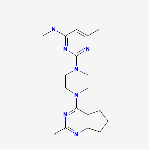 molecular formula C19H27N7 B12266819 N,N,6-trimethyl-2-(4-{2-methyl-5H,6H,7H-cyclopenta[d]pyrimidin-4-yl}piperazin-1-yl)pyrimidin-4-amine 