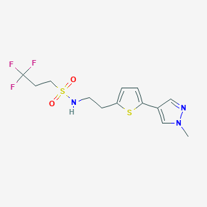 molecular formula C13H16F3N3O2S2 B12266831 3,3,3-trifluoro-N-{2-[5-(1-methyl-1H-pyrazol-4-yl)thiophen-2-yl]ethyl}propane-1-sulfonamide 