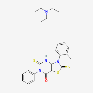 molecular formula C24H30N4OS3 B12266964 N,N-diethylethanamine;3-(2-methylphenyl)-6-phenyl-2,5-bis(sulfanylidene)-4,7a-dihydro-3aH-[1,3]thiazolo[4,5-d]pyrimidin-7-one 