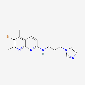 molecular formula C16H18BrN5 B12266981 6-bromo-N-[3-(1H-imidazol-1-yl)propyl]-5,7-dimethyl-1,8-naphthyridin-2-amine 