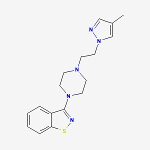 molecular formula C17H21N5S B12266993 3-{4-[2-(4-methyl-1H-pyrazol-1-yl)ethyl]piperazin-1-yl}-1,2-benzothiazole 