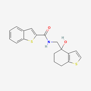 molecular formula C18H17NO2S2 B12267000 N-[(4-hydroxy-4,5,6,7-tetrahydro-1-benzothiophen-4-yl)methyl]-1-benzothiophene-2-carboxamide 