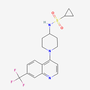 molecular formula C18H20F3N3O2S B12267004 N-{1-[7-(trifluoromethyl)quinolin-4-yl]piperidin-4-yl}cyclopropanesulfonamide 