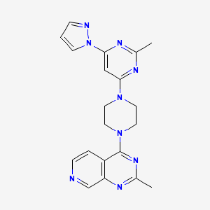 molecular formula C20H21N9 B12267034 2-methyl-4-(4-{2-methylpyrido[3,4-d]pyrimidin-4-yl}piperazin-1-yl)-6-(1H-pyrazol-1-yl)pyrimidine 