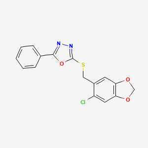 2-{[(6-Chloro-1,3-benzodioxol-5-yl)methyl]sulfanyl}-5-phenyl-1,3,4-oxadiazole