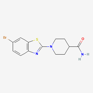 molecular formula C13H14BrN3OS B12267053 1-(6-Bromo-1,3-benzothiazol-2-yl)piperidine-4-carboxamide 