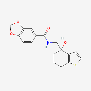 molecular formula C17H17NO4S B12267063 N-[(4-hydroxy-4,5,6,7-tetrahydro-1-benzothiophen-4-yl)methyl]-2H-1,3-benzodioxole-5-carboxamide 