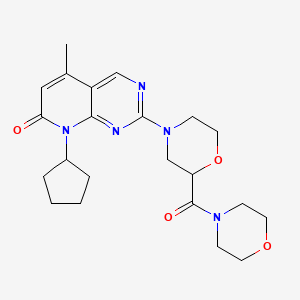 molecular formula C22H29N5O4 B12267073 8-cyclopentyl-5-methyl-2-[2-(morpholine-4-carbonyl)morpholin-4-yl]-7H,8H-pyrido[2,3-d]pyrimidin-7-one 