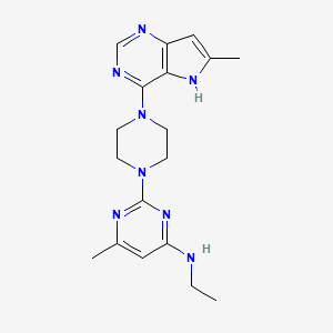 molecular formula C18H24N8 B12267112 N-ethyl-6-methyl-2-(4-{6-methyl-5H-pyrrolo[3,2-d]pyrimidin-4-yl}piperazin-1-yl)pyrimidin-4-amine 