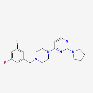 molecular formula C20H25F2N5 B12267113 4-{4-[(3,5-Difluorophenyl)methyl]piperazin-1-yl}-6-methyl-2-(pyrrolidin-1-yl)pyrimidine 