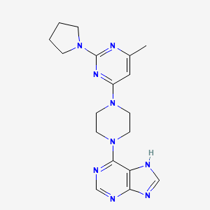 molecular formula C18H23N9 B12267120 6-{4-[6-methyl-2-(pyrrolidin-1-yl)pyrimidin-4-yl]piperazin-1-yl}-9H-purine 