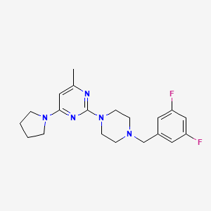 molecular formula C20H25F2N5 B12267141 2-{4-[(3,5-Difluorophenyl)methyl]piperazin-1-yl}-4-methyl-6-(pyrrolidin-1-yl)pyrimidine 