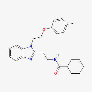 molecular formula C25H31N3O2 B1226715 N-[2-[1-[2-(4-methylphenoxy)ethyl]-2-benzimidazolyl]ethyl]cyclohexanecarboxamide 
