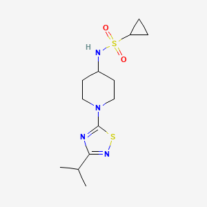 molecular formula C13H22N4O2S2 B12267205 N-{1-[3-(propan-2-yl)-1,2,4-thiadiazol-5-yl]piperidin-4-yl}cyclopropanesulfonamide 