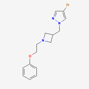 molecular formula C15H18BrN3O B12267206 4-bromo-1-{[1-(2-phenoxyethyl)azetidin-3-yl]methyl}-1H-pyrazole 