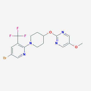 molecular formula C16H16BrF3N4O2 B12267210 2-({1-[5-Bromo-3-(trifluoromethyl)pyridin-2-yl]piperidin-4-yl}oxy)-5-methoxypyrimidine 