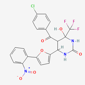 5-[(4-Chlorophenyl)-oxomethyl]-4-hydroxy-6-[5-(2-nitrophenyl)-2-furanyl]-4-(trifluoromethyl)-1,3-diazinan-2-one
