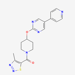 2-{[1-(4-Methyl-1,2,3-thiadiazole-5-carbonyl)piperidin-4-yl]oxy}-5-(pyridin-4-yl)pyrimidine