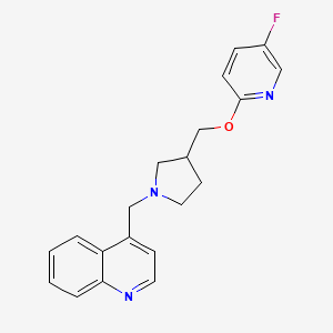 molecular formula C20H20FN3O B12267345 4-[(3-{[(5-Fluoropyridin-2-yl)oxy]methyl}pyrrolidin-1-yl)methyl]quinoline 