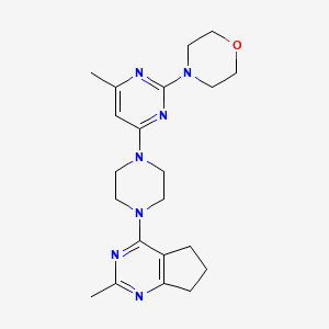 molecular formula C21H29N7O B12267366 4-[4-methyl-6-(4-{2-methyl-5H,6H,7H-cyclopenta[d]pyrimidin-4-yl}piperazin-1-yl)pyrimidin-2-yl]morpholine 