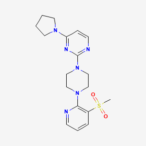 molecular formula C18H24N6O2S B12267378 2-[4-(3-Methanesulfonylpyridin-2-yl)piperazin-1-yl]-4-(pyrrolidin-1-yl)pyrimidine 