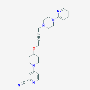 molecular formula C24H28N6O B12267401 4-[4-({4-[4-(Pyridin-2-yl)piperazin-1-yl]but-2-yn-1-yl}oxy)piperidin-1-yl]pyridine-2-carbonitrile 