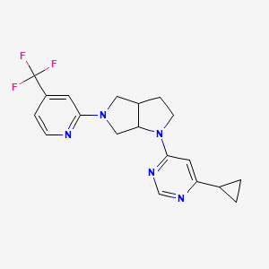 molecular formula C19H20F3N5 B12267410 4-Cyclopropyl-6-{5-[4-(trifluoromethyl)pyridin-2-yl]-octahydropyrrolo[3,4-b]pyrrol-1-yl}pyrimidine 