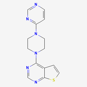 4-(4-{Thieno[2,3-d]pyrimidin-4-yl}piperazin-1-yl)pyrimidine