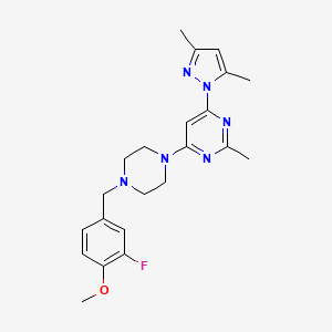 4-(3,5-dimethyl-1H-pyrazol-1-yl)-6-{4-[(3-fluoro-4-methoxyphenyl)methyl]piperazin-1-yl}-2-methylpyrimidine