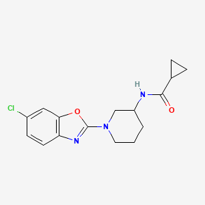 molecular formula C16H18ClN3O2 B12267443 N-[1-(6-chloro-1,3-benzoxazol-2-yl)piperidin-3-yl]cyclopropanecarboxamide 