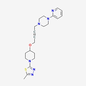 molecular formula C21H28N6OS B12267445 1-(4-{[1-(5-Methyl-1,3,4-thiadiazol-2-yl)piperidin-4-yl]oxy}but-2-yn-1-yl)-4-(pyridin-2-yl)piperazine 