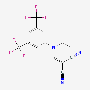 molecular formula C14H9F6N3 B1226746 (3,5-di(alpha,alpha,alpha-Trifluoromethyl)-N-ethylanilino)methylenemalononitrile CAS No. 18181-26-5