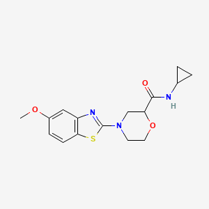 molecular formula C16H19N3O3S B12267504 N-cyclopropyl-4-(5-methoxy-1,3-benzothiazol-2-yl)morpholine-2-carboxamide 