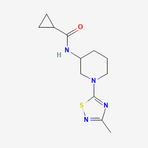 molecular formula C12H18N4OS B12267510 N-[1-(3-methyl-1,2,4-thiadiazol-5-yl)piperidin-3-yl]cyclopropanecarboxamide 