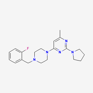 molecular formula C20H26FN5 B12267532 4-{4-[(2-Fluorophenyl)methyl]piperazin-1-yl}-6-methyl-2-(pyrrolidin-1-yl)pyrimidine 