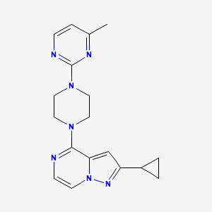 molecular formula C18H21N7 B12267537 2-(4-{2-Cyclopropylpyrazolo[1,5-a]pyrazin-4-yl}piperazin-1-yl)-4-methylpyrimidine 