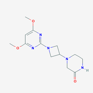 molecular formula C13H19N5O3 B12267553 4-[1-(4,6-Dimethoxypyrimidin-2-yl)azetidin-3-yl]piperazin-2-one 