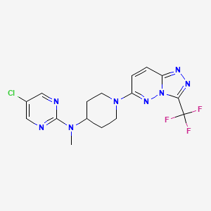 molecular formula C16H16ClF3N8 B12267583 5-chloro-N-methyl-N-{1-[3-(trifluoromethyl)-[1,2,4]triazolo[4,3-b]pyridazin-6-yl]piperidin-4-yl}pyrimidin-2-amine 