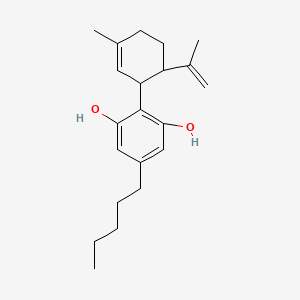 molecular formula C21H30O2 B12267594 1,3-Benzenediol, 2-(3-methyl-6-(1-methylethenyl)-2-cyclohexen-1-yl)-5-pentyl-, (1R-trans)- 